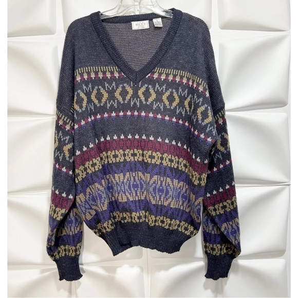Vintage The Men's Store at Sears Sz XL Acrylic Wool Sweater Coogi Style Cosby - Picture 1 of 5